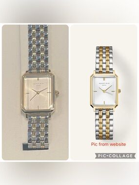 Rosefield Two-Tone Rectangular Women's Watch - Silver & Gold